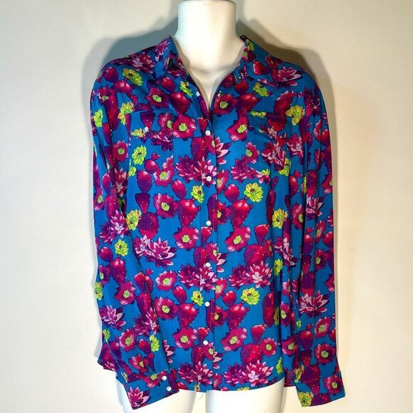Roper NWT SZ XL Floral Cactus Print button front Western Shirt Ranch Rodeo Boho - Picture 3 of 13